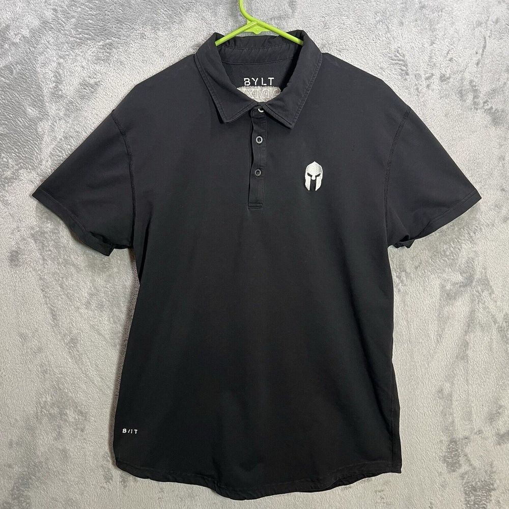 BYLT Mens Large Drop‎ Cut Short Sleeve Polo Shirt Lux Athleisure Stretch Casual